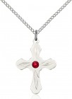 Youth Cross Pendant with Pointed Etching Birthstone Options