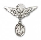 Pin Badge with St. Tarcisius Charm and Angel with Larger Wings Badge Pin