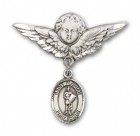 Pin Badge with St. Florian Charm and Angel with Larger Wings Badge Pin