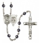 Men's St. Michael Navy Silver Plated Rosary