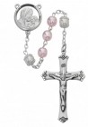 Pink and White Rosary with Sterling Silver Crucifix