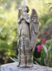 Praying Angel Garden Statue with Floral Accents 24“