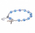 Rosary Bracelet - Sterling Silver with 7mm Light Sapphire Swarovski Beads