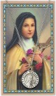 Round St. Therese Medal with Prayer Card