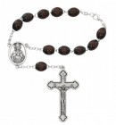 Sacred Heart Brown Wood Auto Rosary