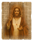Sacred Heart Wall Plaque in Distressed Wood