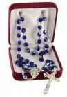 September Dark Blue Aurora Glass Bead Rosary