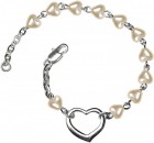 Girls Silver Heart Bracelet 4mm Heart Shaped Pearl Beads