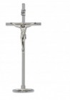 Silver Standing Papal Crucifix with Metal Base - 6 1/2“H