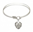 Smooth Bangle Bracelet with Our Lady of Guadalupe Heart Charm