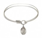 Smooth Bangle Bracelet with a Saint Therese of Lisieux Charm