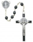 St. Benedict Rosary, 6mm Hematite Beads - 20“L