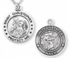 St. Christopher Navy Medal Sterling Silver