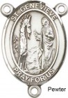 St. Genevieve Rosary Centerpiece Sterling Silver or Pewter