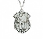 Unisex St. Michael Police Shield Medal Sterling Silver