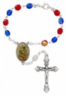 St. Michael Red & Blue Glass Auto Rosary
