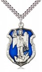 St. Michael Shield Necklace with Blue Epoxy