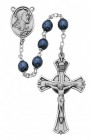Sterling Silver Blue Metallic Glass Rosary
