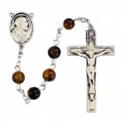 Sterling Silver Holy Family Holy Spirit Brown Wood Rosary