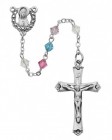 Sterling Silver Multi-Color Fluted Faceted Rosary