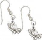 Sterling Silver Praying Hands French Wire Earrings