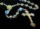 Swarovski Crystal Rosary with Blue Flower Murano Glass Our Father Beads