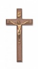 Walnut Wall Crucifix 8 inch Beveled Edge