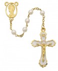 White Enamel Crucifix Rosary