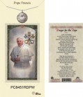 Women's Round Pope Francis Pewter Pendant w. Prayer Card