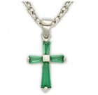 Youth Birthstone Baguette Cross Necklace
