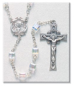 6mm Crystal Swarovski Bead Rosary in Sterling Silver [RB3405]