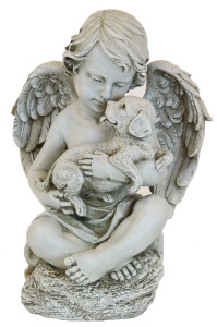 Angel Cherub with Puppy Garden Statue 12 inch [RM0307]