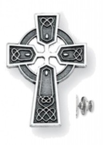 Antiqued Sterling Silver Celtic Cross Lapel Pin [HMLP008]