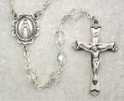 April Birthstone Rosary (Crystal) - Sterling Silver [MVR004]