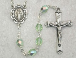 August Birthstone Rosary (Peridot) - Sterling Silver [MVR008]