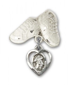 Baby Badge with Guardian Angel Charm and Baby Boots Pin [BLBP0222]