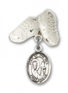 Baby Badge with Our Lady Star of the Sea Charm and Baby Boots Pin [BLBP0972]