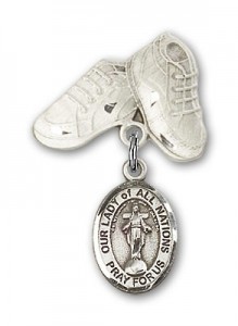 Baby Badge with Our Lady of All Nations Charm and Baby Boots Pin [BLBP1574]