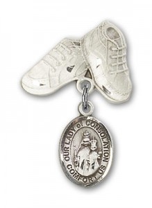 Baby Badge with Our Lady of Consolation Charm and Baby Boots Pin [BLBP1915]