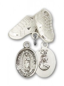 Baby Badge with Our Lady of Guadalupe Charm and Baby Boots Pin [BLBP1329]