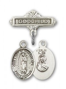 Baby Badge with Our Lady of Guadalupe Charm and Godchild Badge Pin [BLBP1328]