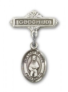Baby Badge with Our Lady of Hope Charm and Godchild Badge Pin [BLBP1496]