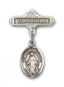 Baby Badge with Our Lady of Lebanon Charm and Godchild Badge Pin [BLBP1489]
