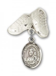 Baby Badge with Our Lady of Loretto Charm and Baby Boots Pin [BLBP0839]