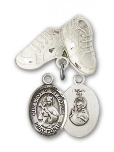 Baby Badge with Our Lady of Mount Carmel Charm and Baby Boots Pin [BLBP1581]