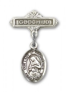 Baby Badge with Our Lady of Providence Charm and Godchild Badge Pin [BLBP0873]