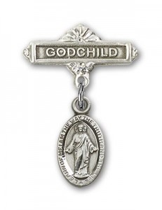 Baby Badge with Scapular Charm and Godchild Badge Pin [BLBP0170]
