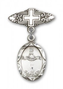 Baby Pin with Baptism Charm and Badge Pin with Cross [BLBP0044]