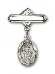 Baby Pin with Guardian Angel Charm and Polished Engravable Badge Pin [BLBP0029]