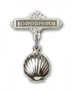 Baby Pin with Shell Charm and Godchild Badge Pin [BLBP0104]